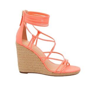 Jennifer Lopez Callie Coral Strappy Espadrille Wedge Sandals Size 7M